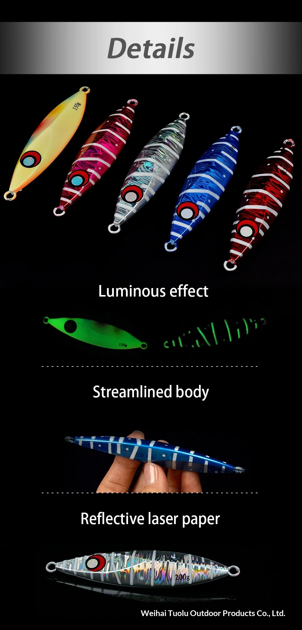 Cross-Border New Product Lead Luminous Effect 80g 100g 150g 200g ABS Pencil Lure - view 9