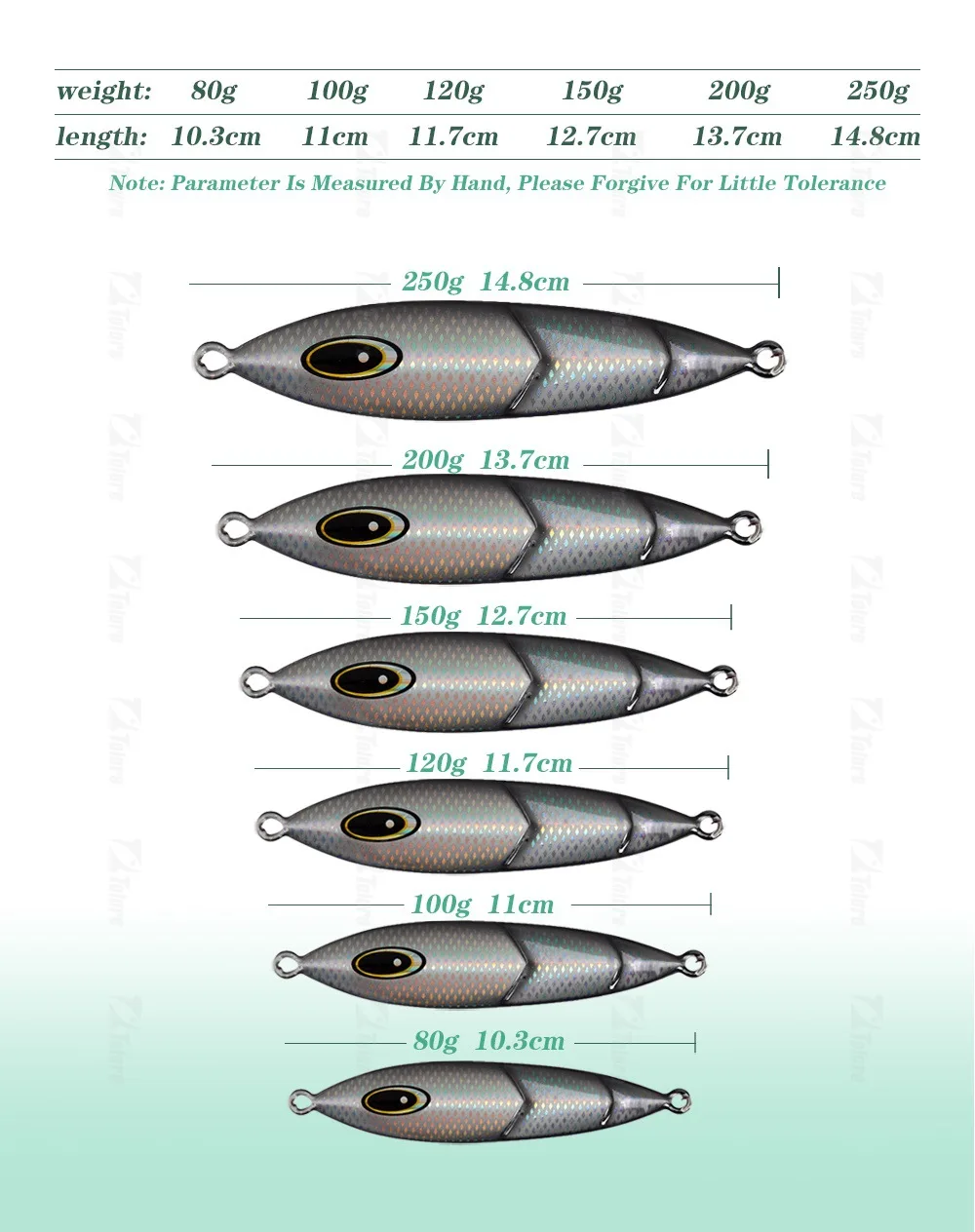 Night-Glow Speed-Sinking Metal Jig Artificial Hard Bait 80g-250g ABS Pencil Lure - view 1