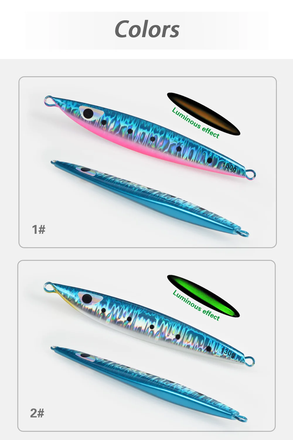 Glow-in-the-Dark Slow-Rolling Artificial Hard Bait Jig 130g 160g ABS Pencil Lure - view 2