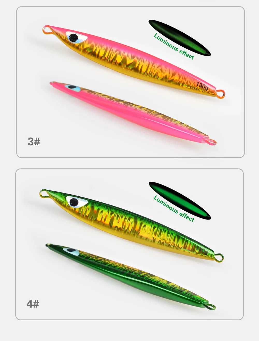Glow-in-the-Dark Slow-Rolling Artificial Hard Bait Jig 130g 160g ABS Pencil Lure - view 3