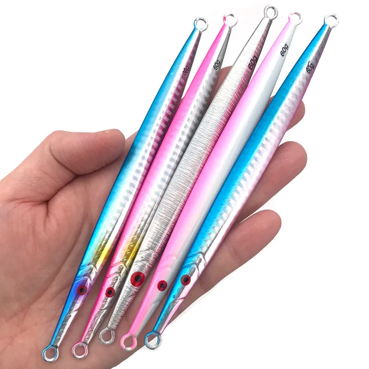 Lure Fast-Sinking Small Metal Jig Bait White Stripe Sequin ABS Pencil Lure - view 5
