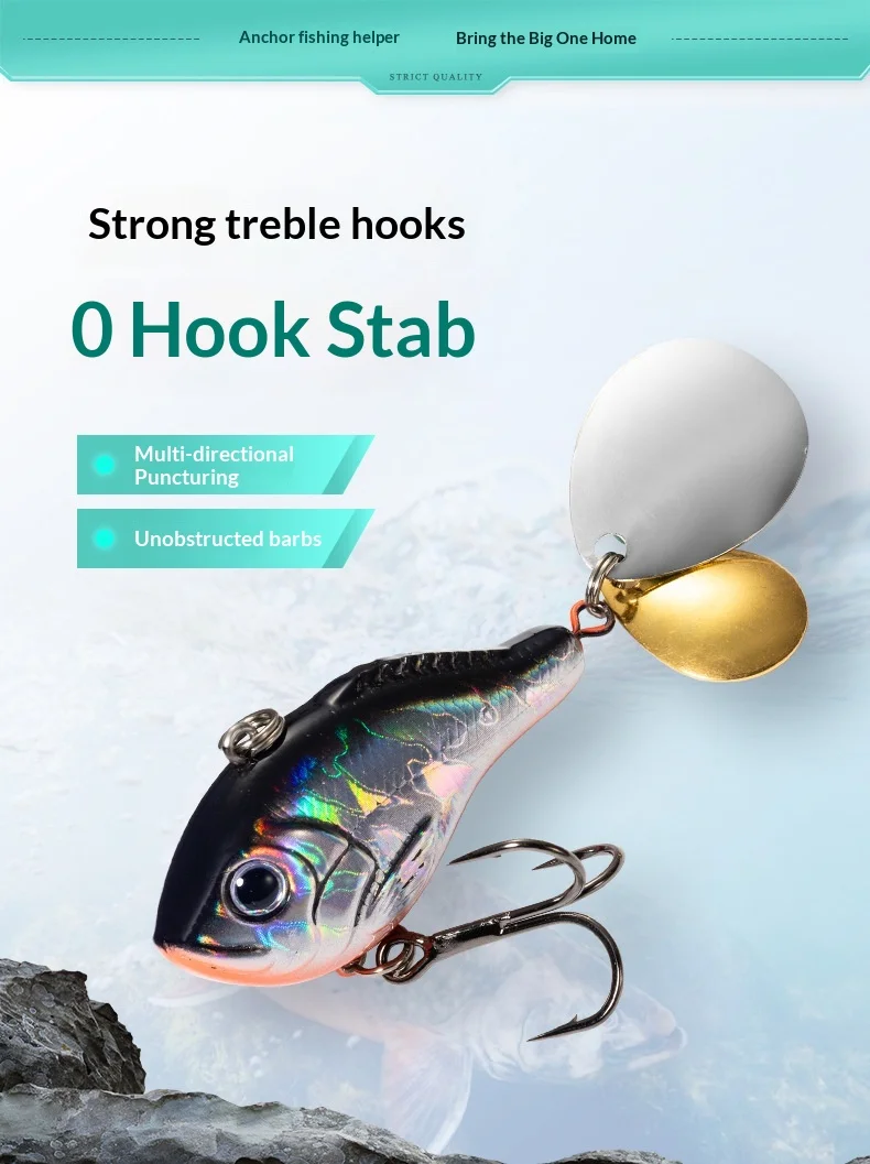 Full-Water-Column 24g 50mm Rotating Spinner Noise Blade Sinking ABS Pencil Lure - view 9