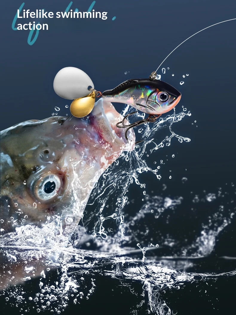Full-Water-Column 24g 50mm Rotating Spinner Noise Blade Sinking ABS Pencil Lure - view 14