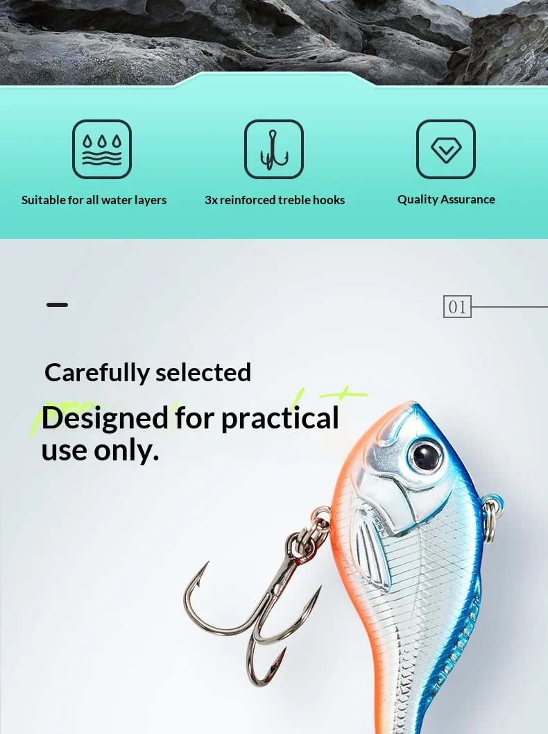 Full-Water-Column 24g 50mm Rotating Spinner Noise Blade Sinking ABS Pencil Lure - view 18