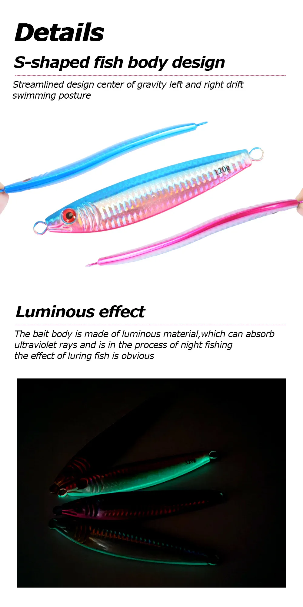 Iron-Plate Lure Snake-Shaped Model S 4 Colors Slow-Rolling ABS Pencil Lure - view 2