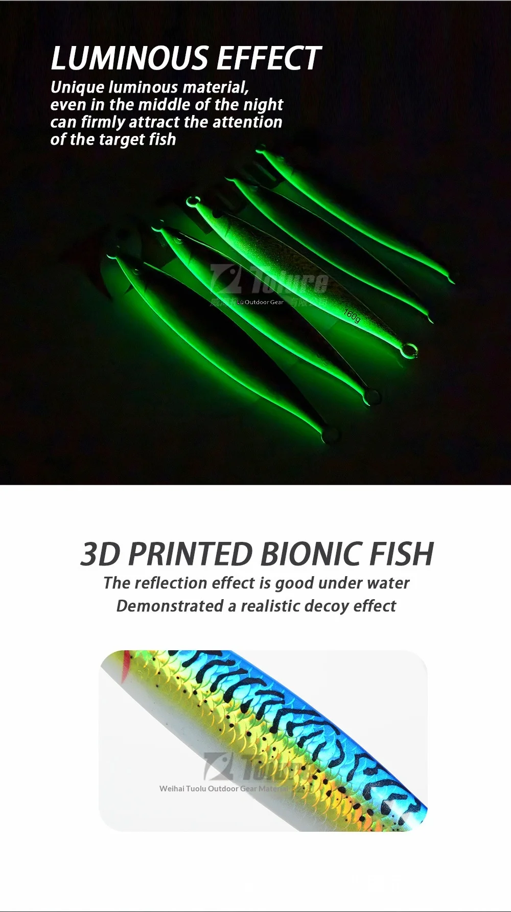 Glow-in-the-Dark 3D-Printed UV Artificial Hard Bait 120g-200g ABS Pencil Lure - view 14