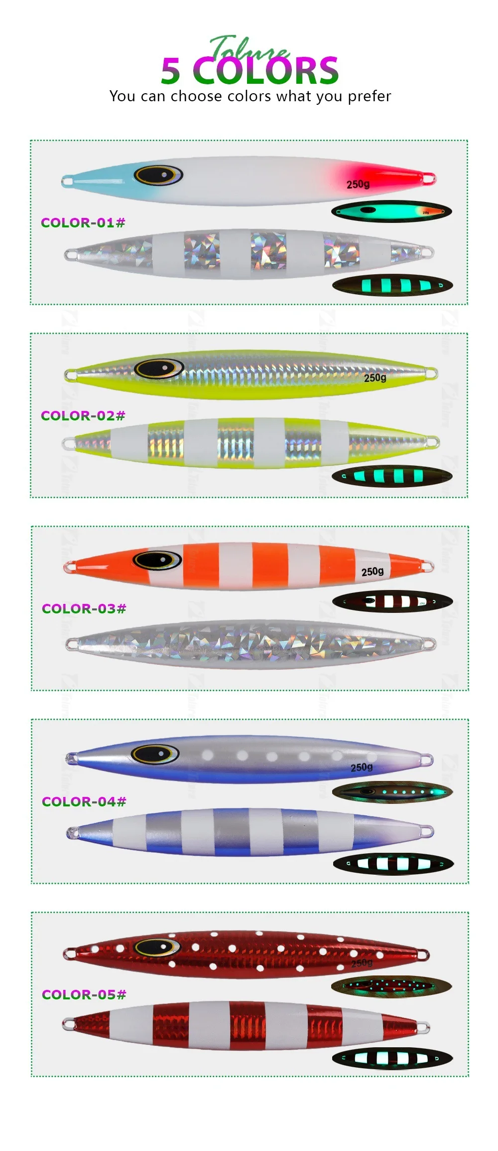 Sea Fishing Lure Metal Jig Night-Luminous Slow-Rolling 150g-600g ABS Pencil Lure - view 2