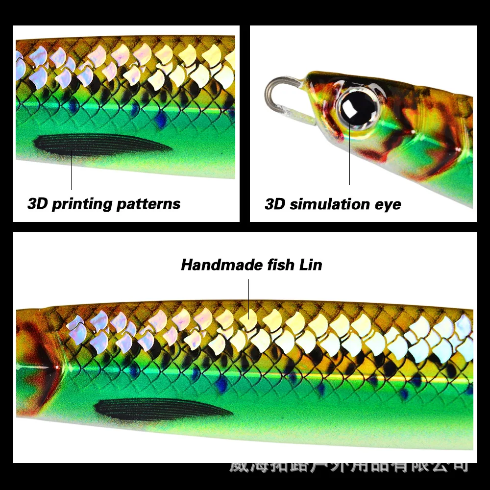 3D Printed Luminous Slow Jig Metal Spoon Fish Scale Style ABS Pencil Lure - view 7