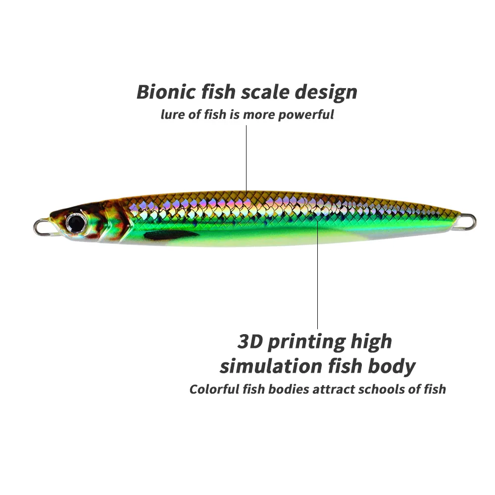 3D Printed Luminous Slow Jig Metal Spoon Fish Scale Style ABS Pencil Lure - view 18