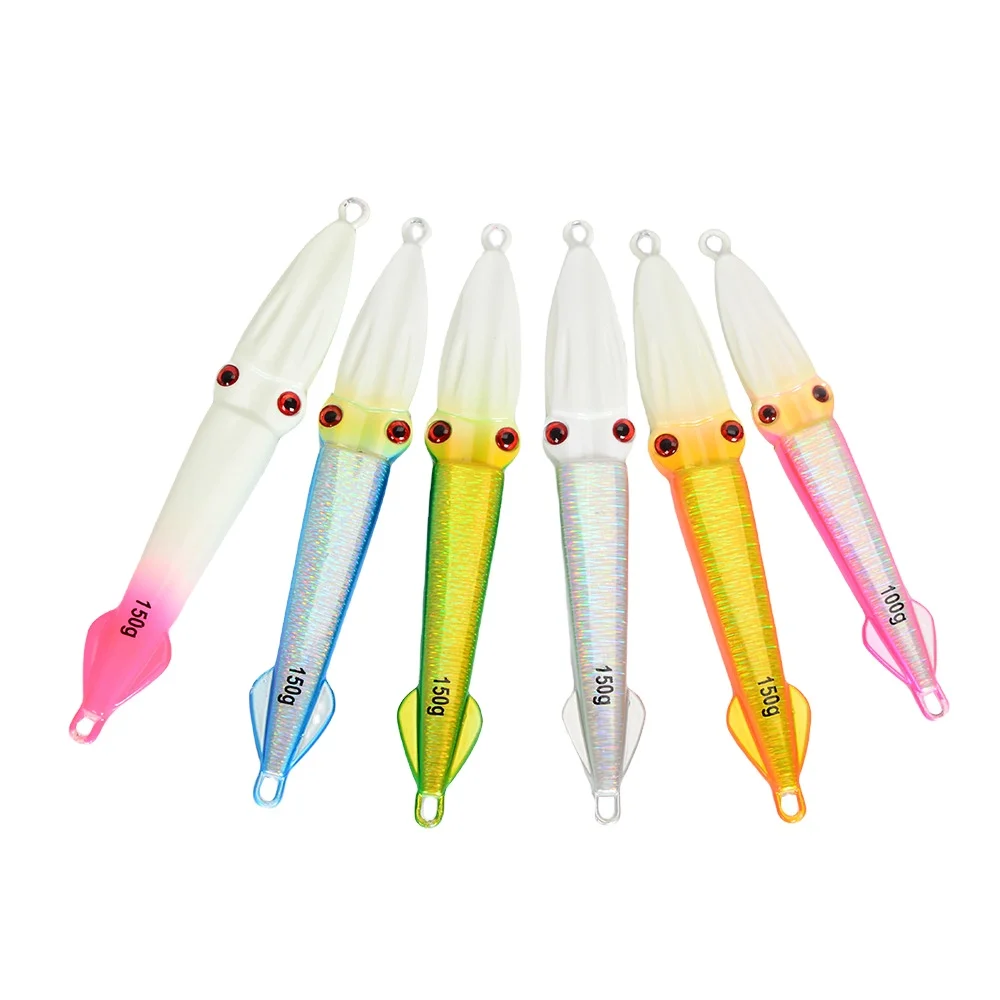 Luminous Laser Squid Jig 100g 150g Lead Artificial Hard Bait
