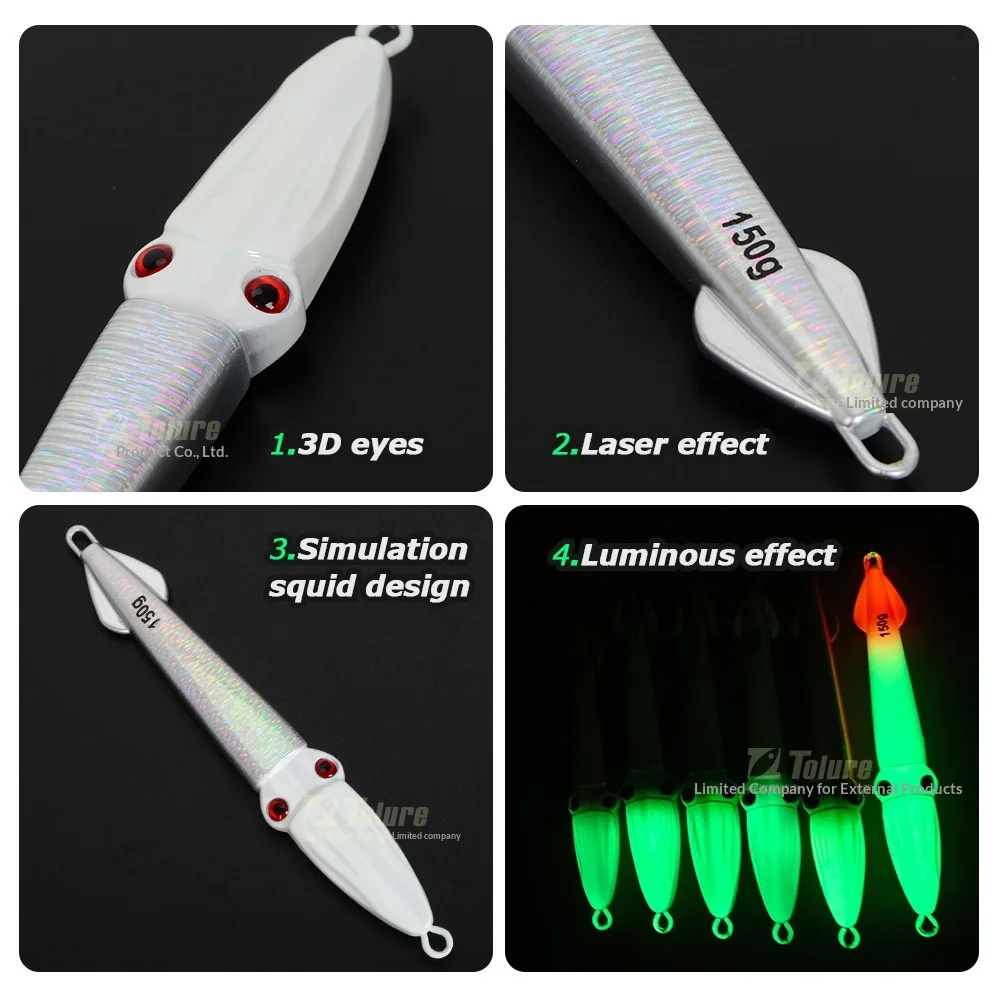 Luminous Laser Squid Jig 100g 150g Lead Artificial Hard Bait ABS Pencil Lure - view 2