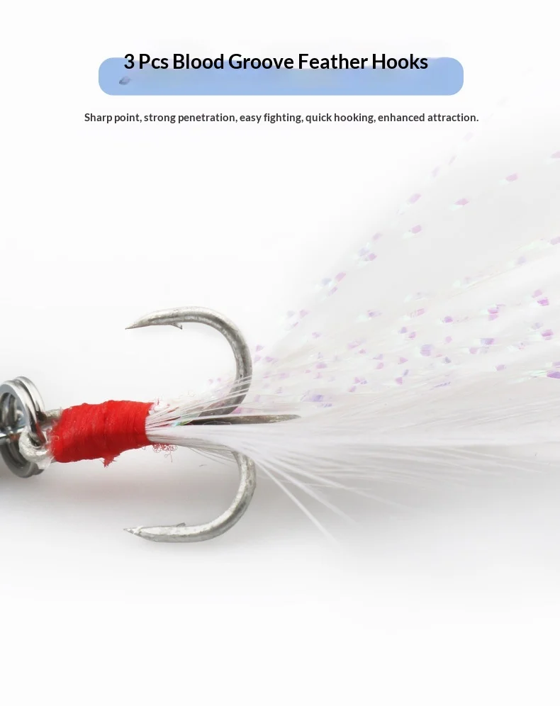 Crankbait Lure Zinc Alloy Sequin Barbless Bait for Sea Bass ABS Pencil Lure - view 8