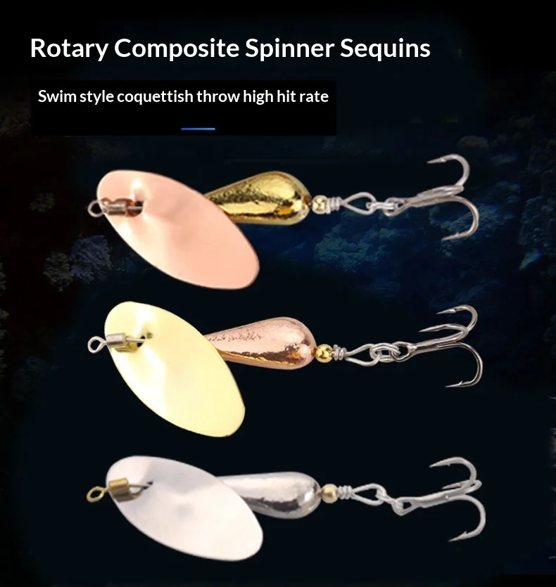 Espressif Copper Composite Spinning Three-Prong Hook Sequin Micro Metal Jig ABS Pencil Lure - view 15