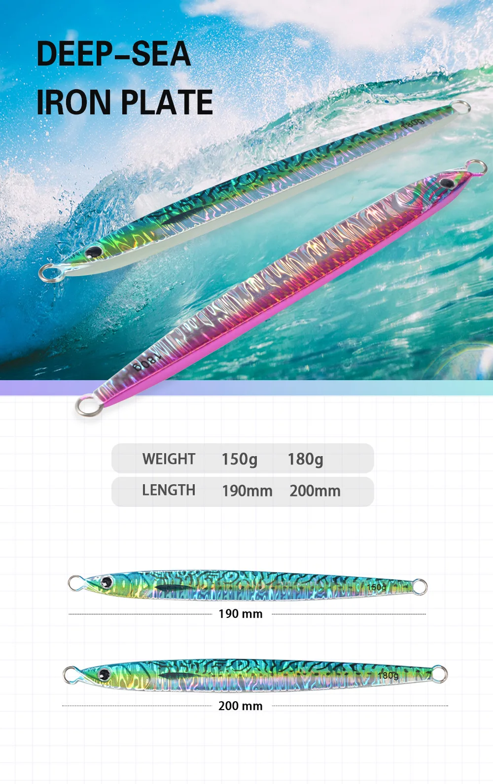 Lure Bait TK Fast-Sinking Metal Plate Noctilucent UV Lead Fish ABS Pencil Lure - view 5