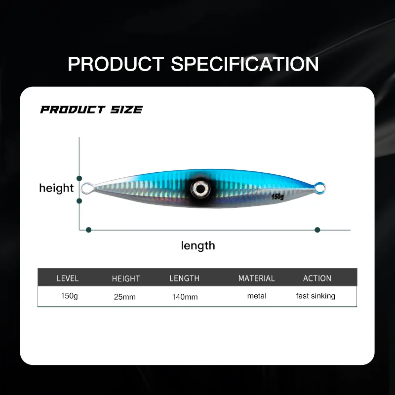 Slow-Rolling Lead Metal Jig Lure 40-300g Glow-in-the-Dark for ABS Pencil Lure - view 15