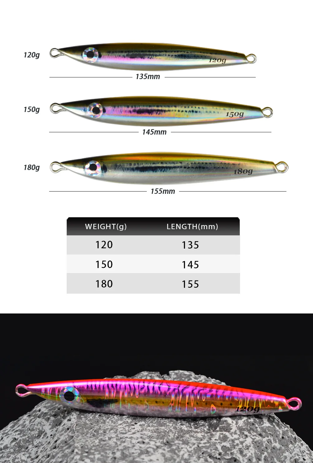 Night-Glow Speed-Sinking Artificial Hard Bait Metal Fish Lure ABS Pencil Lure - view 5