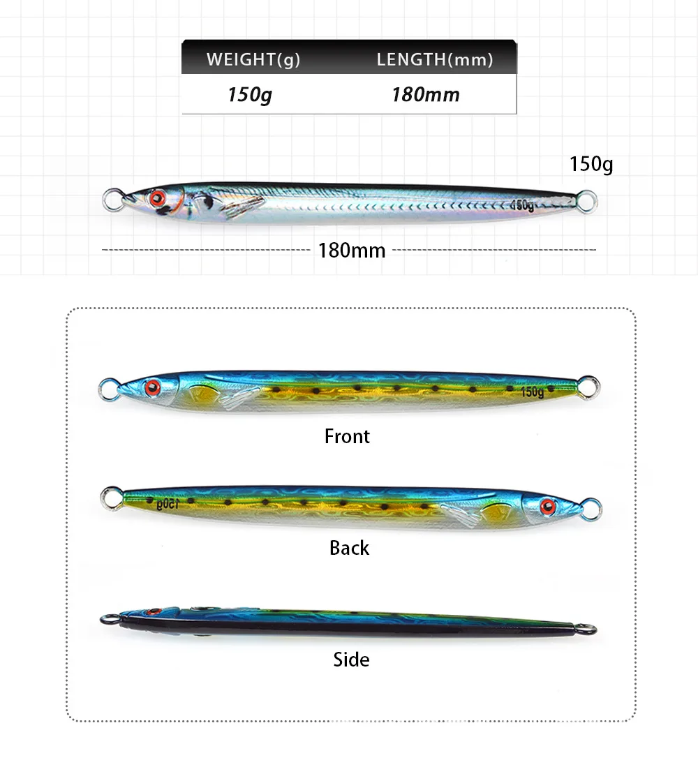 TL 3D Printed 150g Bionic Biomimetic Night-Luminous Fast-Sinking Metal Jig ABS Pencil Lure - view 15