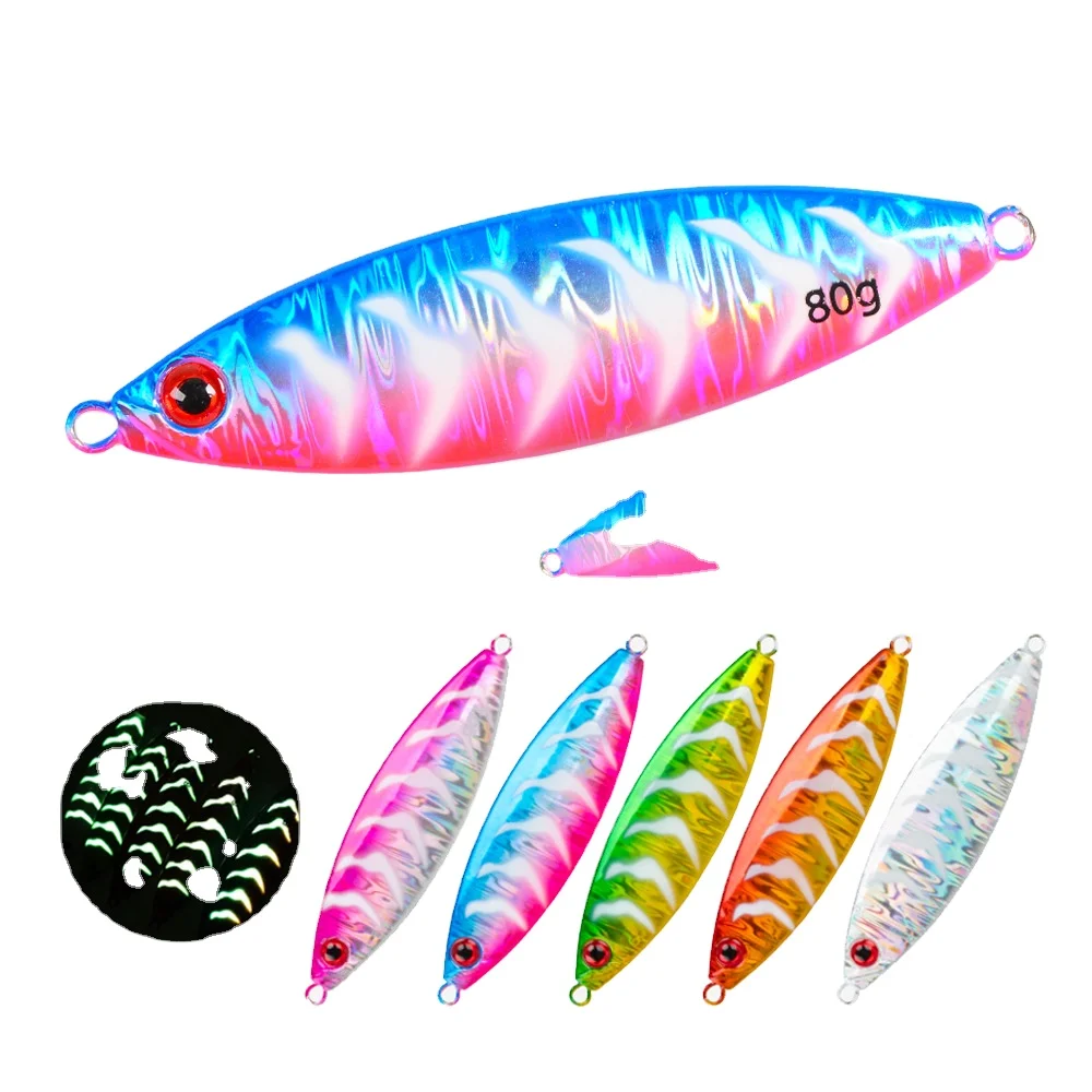 Long-Cast Night-Glow Slow-Rolling Metal Jig Lure 80g/100g/120g
