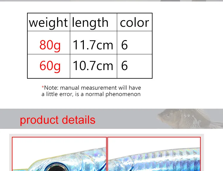 Iron Plate Lead Fish Lure 60 80g Long-Distance Cast Spanish ABS Pencil Lure - view 15