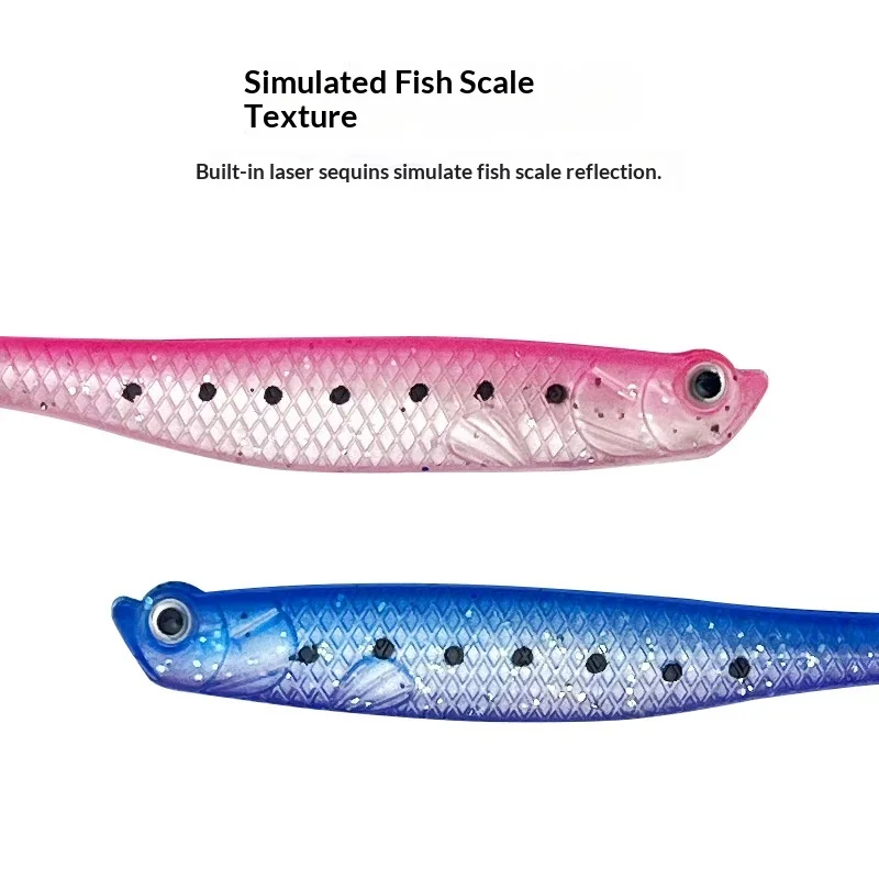 Open-Abdomen Fish Long-Tail Stainless Steel Soft Lure Jerkbait