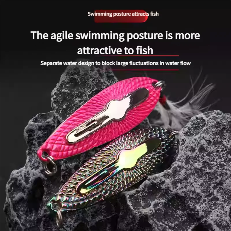 Long Cast Leech Spoon Lure with Feather Treble Hook, Freshwater ABS Pencil Lure - view 2