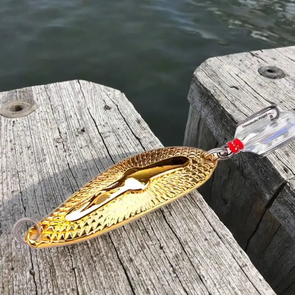 Long Cast Leech Spoon Lure with Feather Treble Hook, Freshwater ABS Pencil Lure - view 7