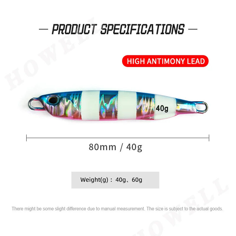 40g Sinking Luminous Artificial Hard Bait Deep-sea Metal Jigging ABS Pencil Lure - view 12