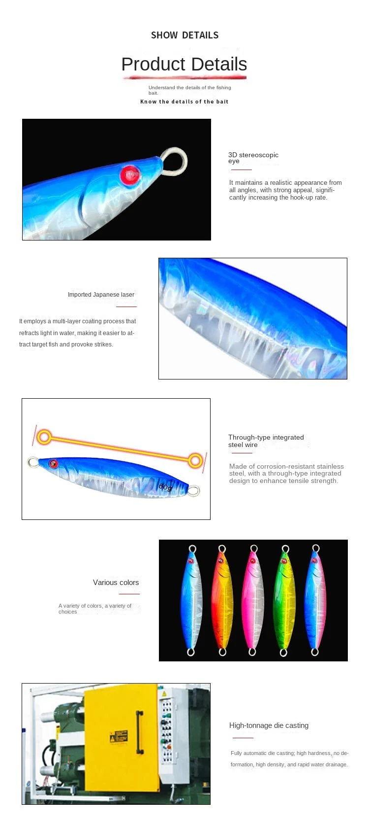 CHEERY Wholesale Lead Metal Jig Lure Bait Bare Plate Long-Range ABS Pencil Lure - view 7