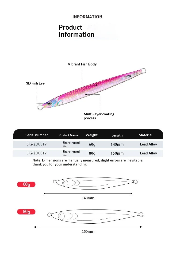Factory Price High Quality Lead Metal Jig Lure Artificial Hard ABS Pencil Lure - view 9
