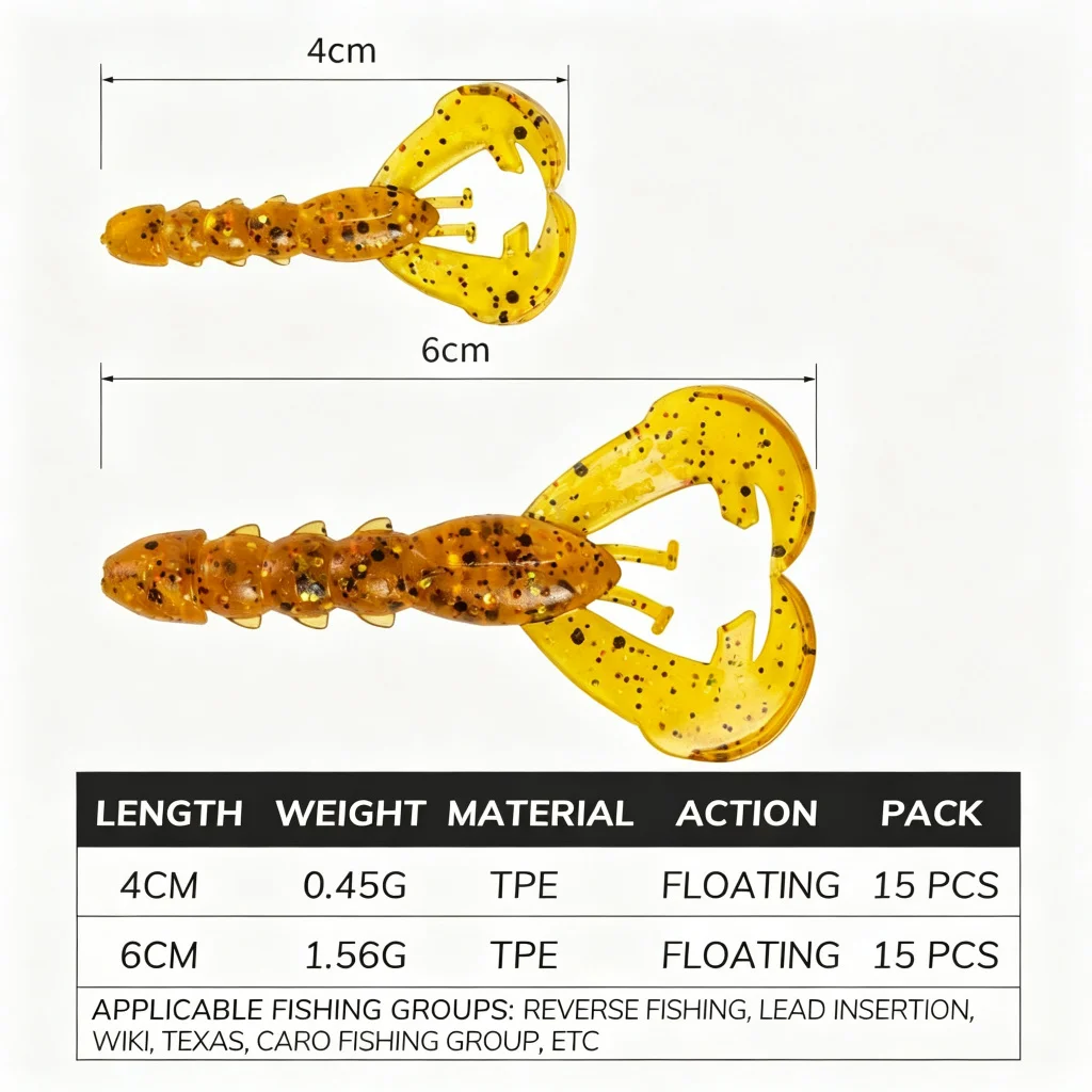 15 / TPR Soft Swimbait Shrimp Plastic Fishing Bait 4 cm /0.45 g ABS Pencil Lure - view 7