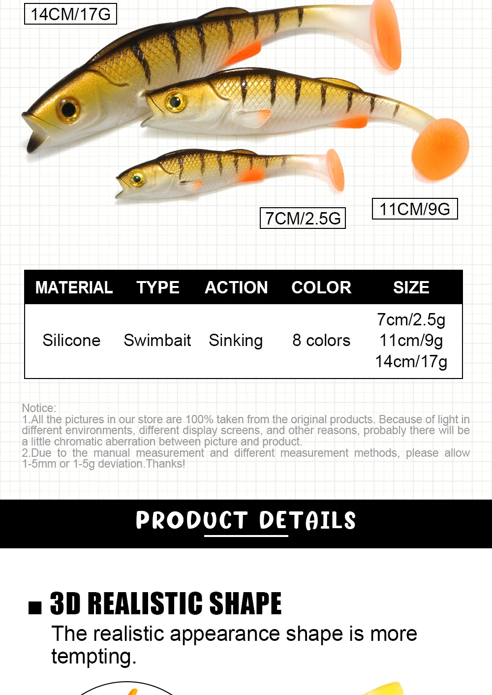 Cheey Spinopler Fishing Bait 7cm-14cm T Bass UV Rubber Shrimp ABS Pencil Lure - view 7