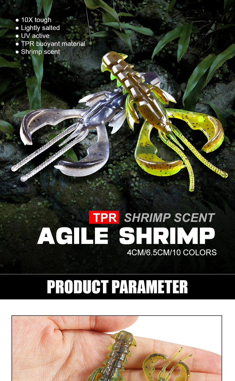 CHEERY Agile Shrimp Soft Lure UV TPE / TPR Floating Fishing Bait ABS Pencil Lure - view 6