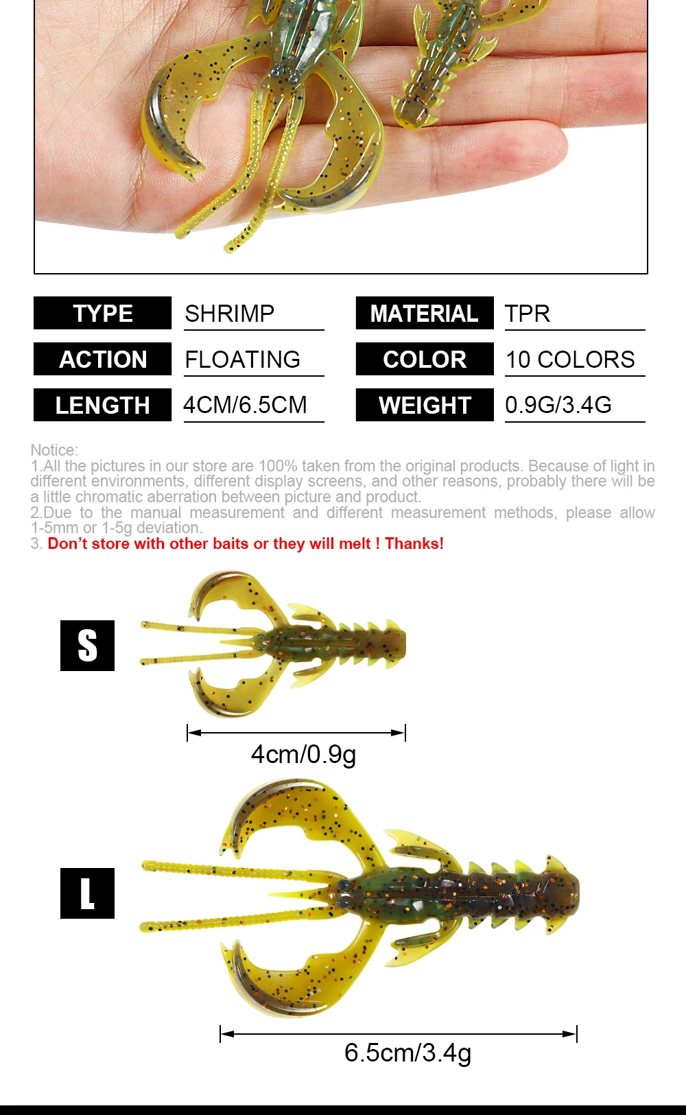 CHEERY Agile Shrimp Soft Lure UV TPE / TPR Floating Fishing Bait ABS Pencil Lure - view 7