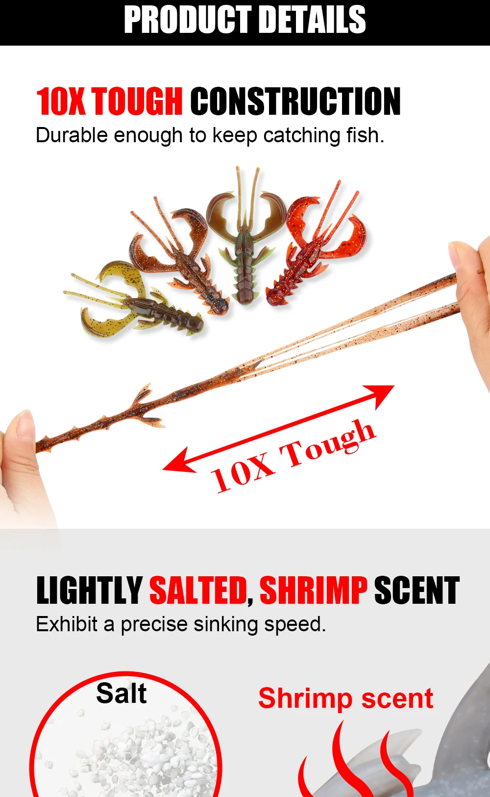CHEERY Agile Shrimp Soft Lure UV TPE / TPR Floating Fishing Bait ABS Pencil Lure - view 8