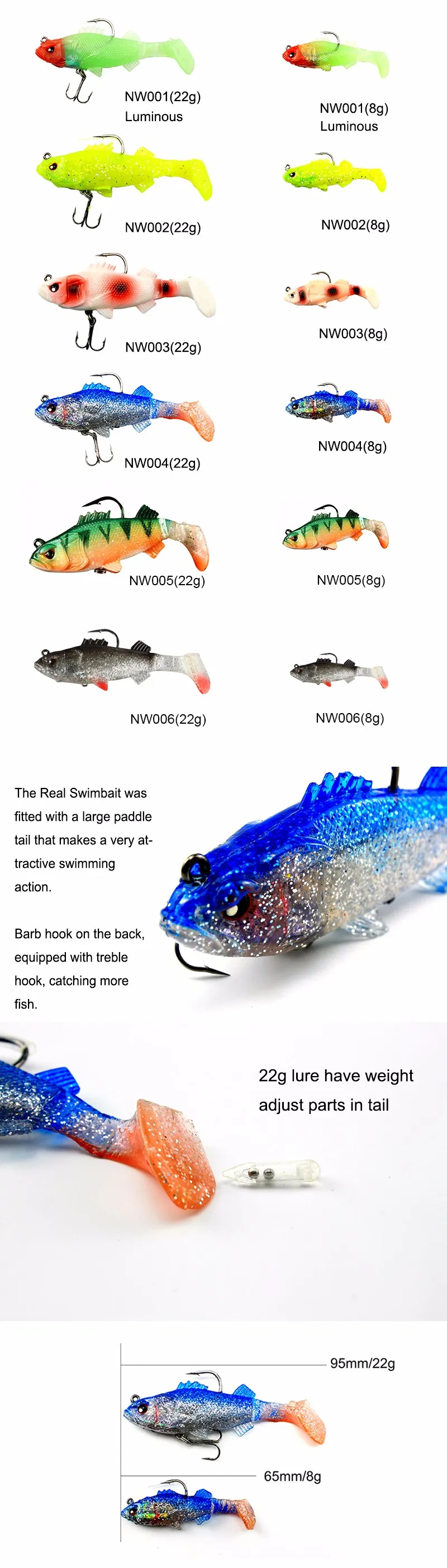 Noeby Stock Lead Head Soft Vibe Soft Lure ABS Pencil Lure - view 10