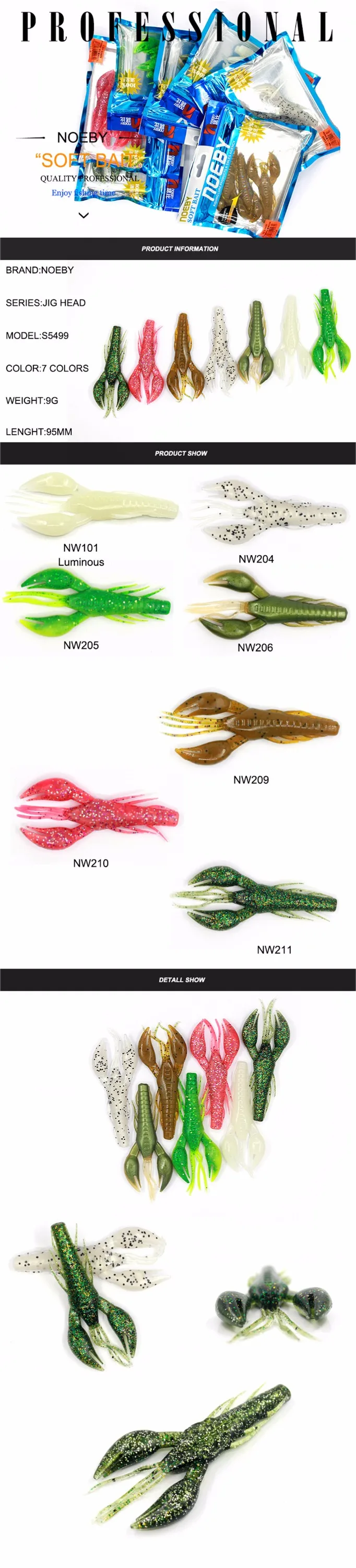 NOEBY Plastic Fishing Bait Shrimp Soft Swimbait ABS Pencil Lure - view 12