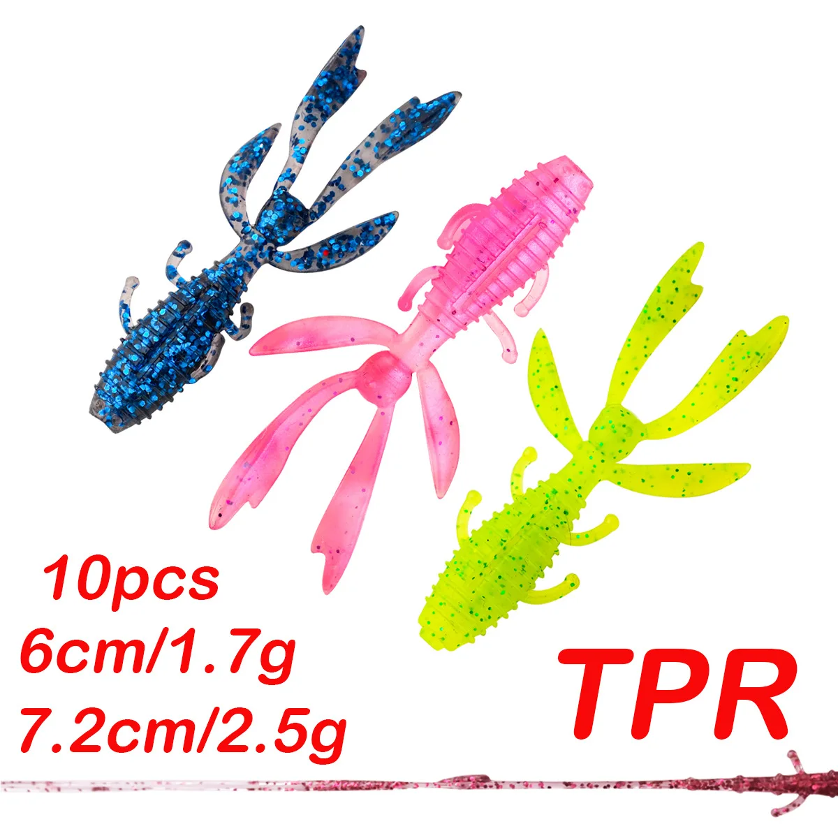 Cheery TPR Shrimp 10 1.7g/6cm 2.5g/7.2cm Soft Lure Fishing Bait