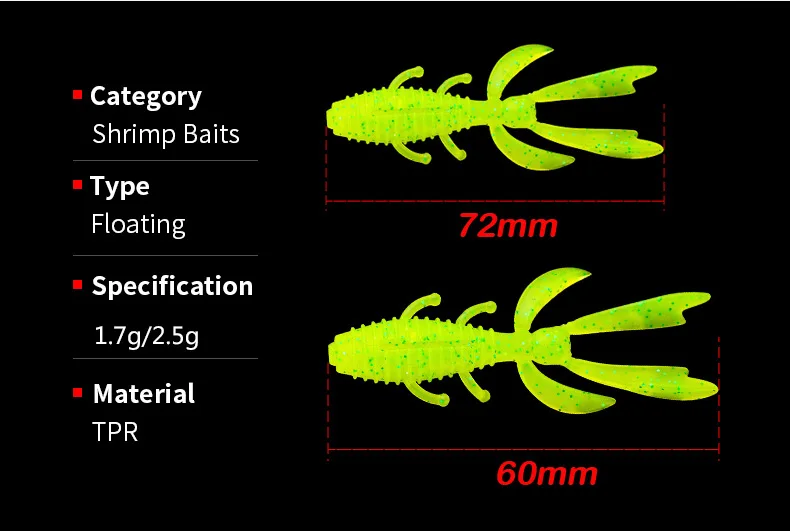 Cheery TPR Shrimp 10 1.7g/6cm 2.5g/7.2cm Soft Lure Fishing Bait ABS Pencil Lure - view 7