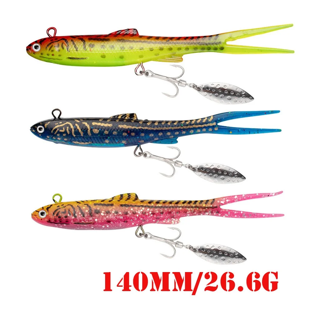 Cheery Fork Tail Lead Head Jig Lure Fishing Bait, Blade, for Bass