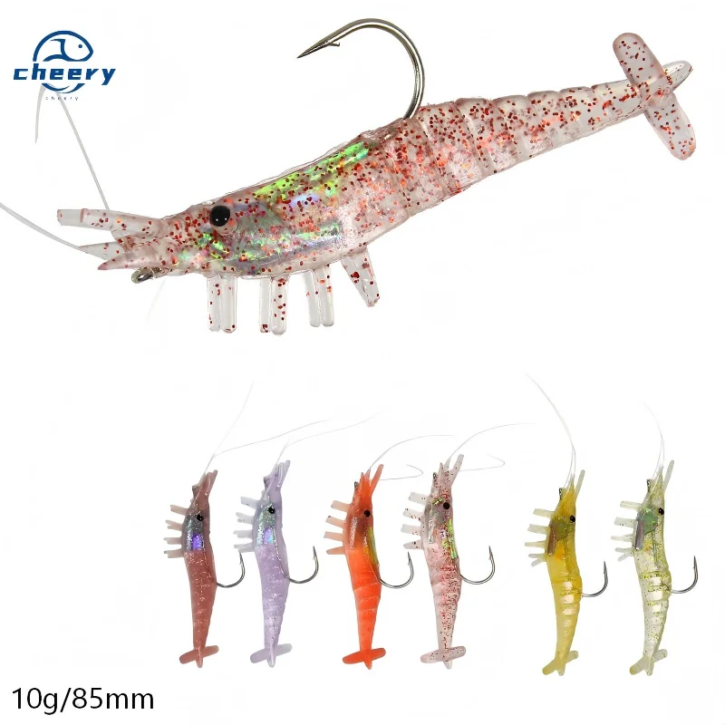 3pcs Luya 10g/8.5 cm Silicone Shrimp Hooks Soft