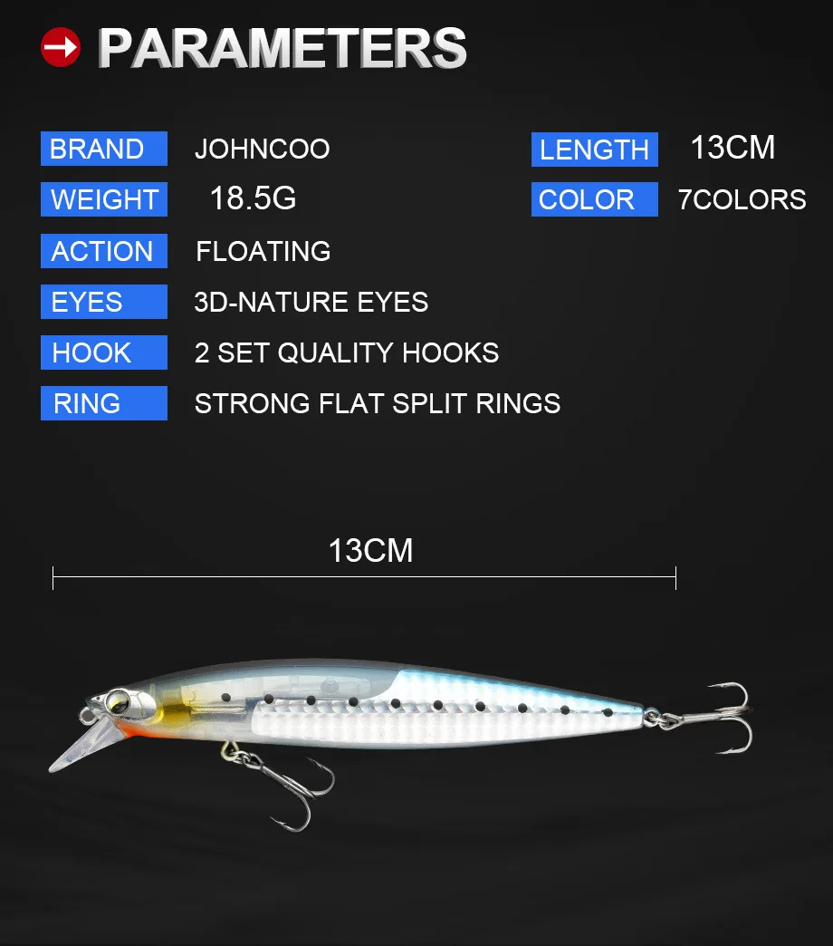 130mm 18 5g New Scales Flashing 130 mm 18.5g min Plastic Fure Bass Soft Lure ABS Pencil Lure - view 10