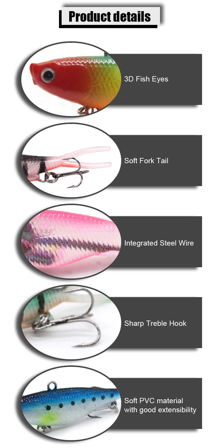 16 95 mm 0.74 Vibe Lure Soft Plastic Fishing Bait TPR ABS Pencil Lure - view 4