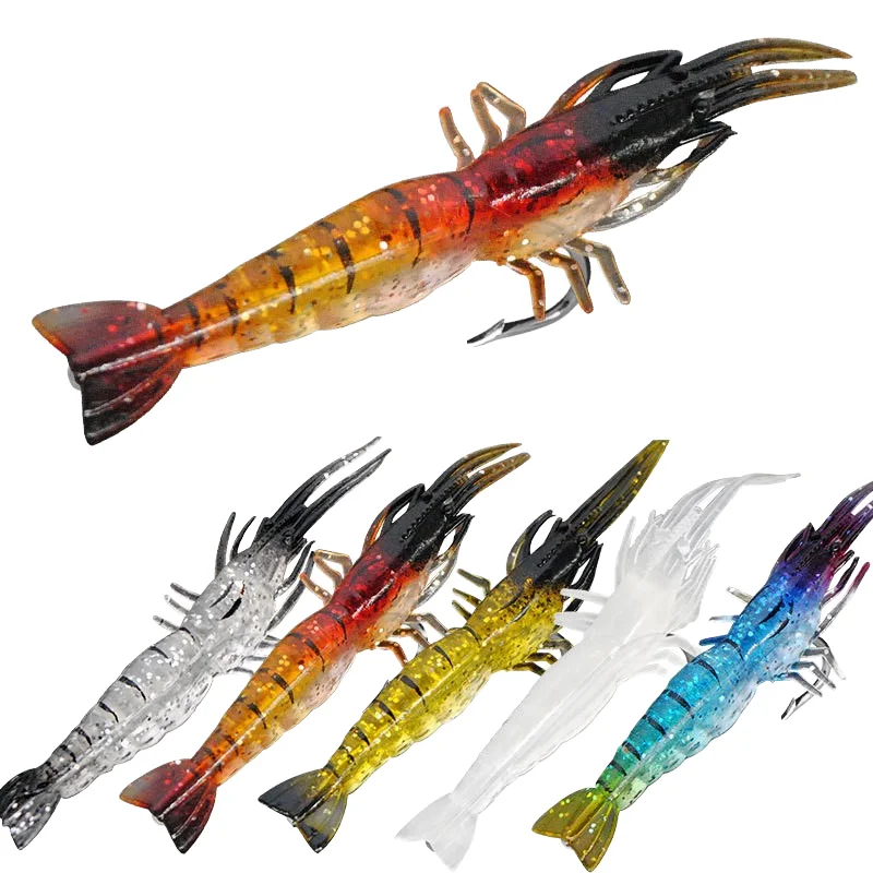 Soft Lure Shrimp 9 cm 3.8 g Hooks, for 、 Bass 、 Salmon 、 Mackerel