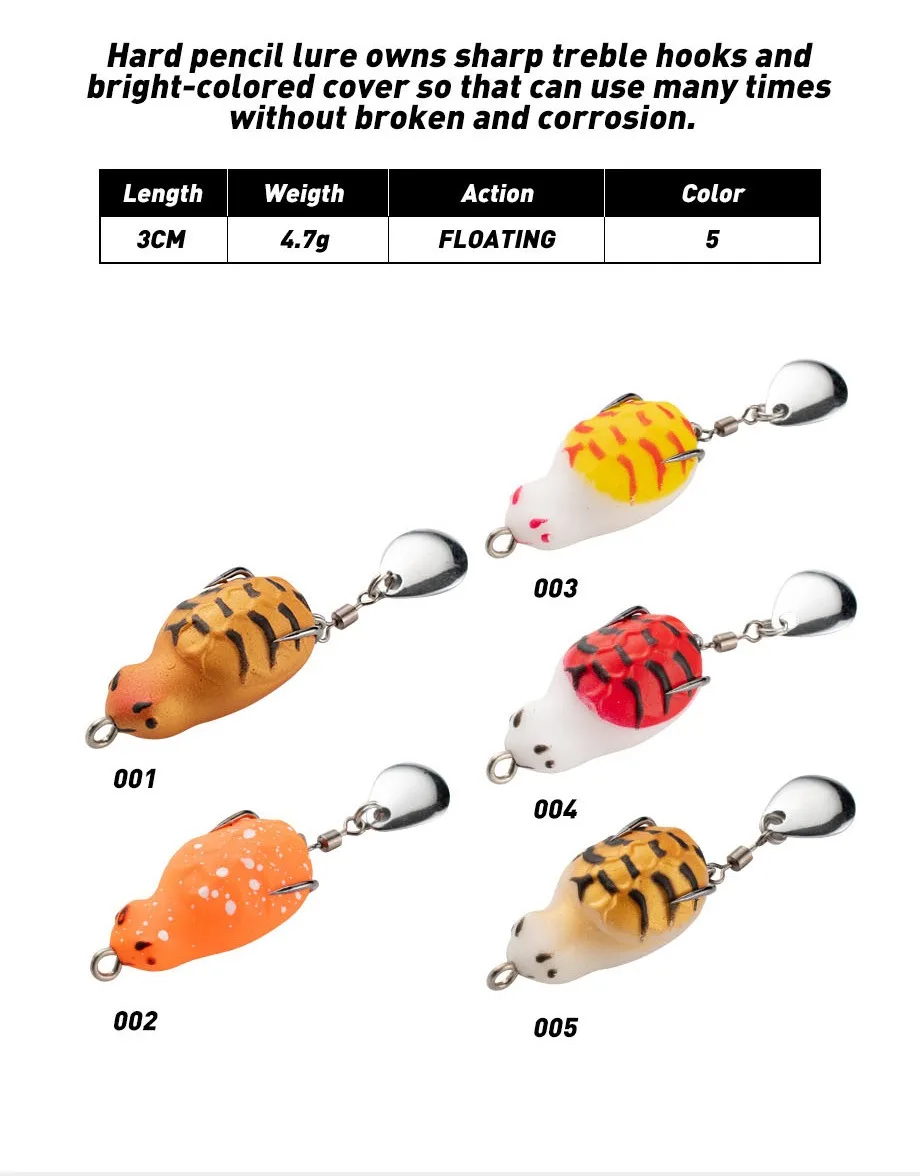 Cheery Wholesale Frog 3 cm 4.7 g Soft Lure Fishing Bait ABS Pencil Lure - view 9