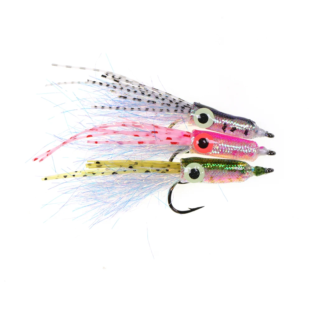 3D Glow in the Dark Squid Rubber Metal Trout Bass Fishing Bait