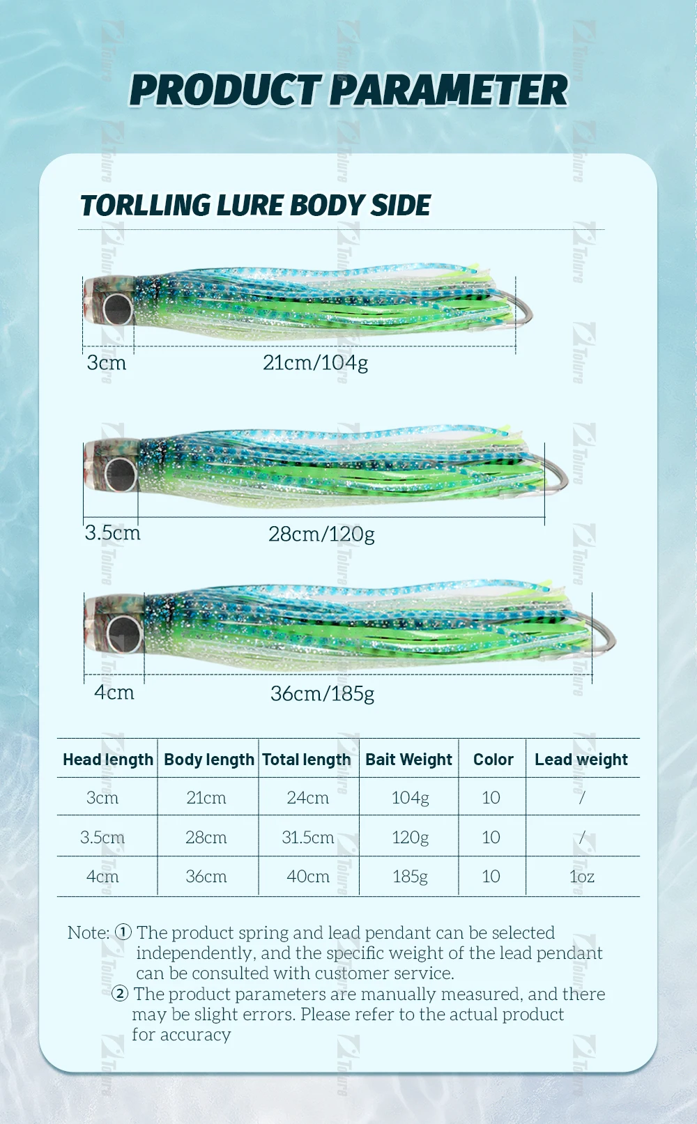 g Trolling 6/0 7/0 9/0 Octopus Lead Soft Lure ABS Pencil Lure - view 6