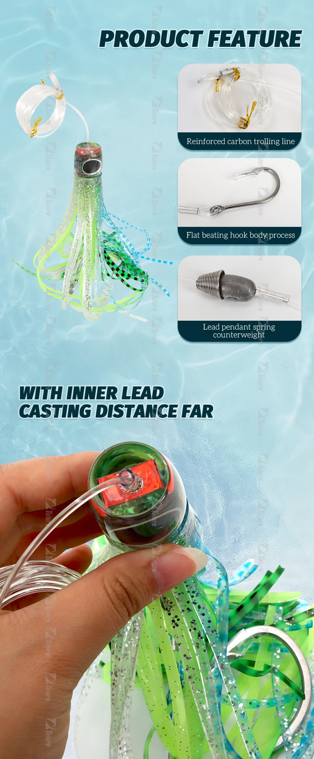 g Trolling 6/0 7/0 9/0 Octopus Lead Soft Lure ABS Pencil Lure - view 7