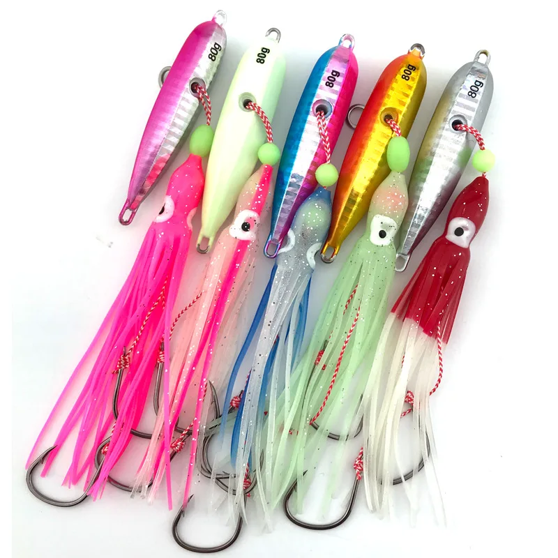 80g Glow in the Dark Octopus Squid Shrimp Silicone ABS Pencil Lure - view 15