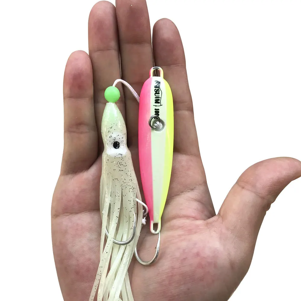 80g Glow in the Dark Octopus Squid Shrimp Silicone ABS Pencil Lure - view 8