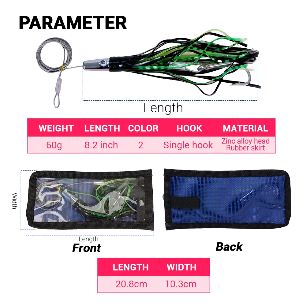 Saltwater Octopus Trolling Fishing Lure 60g ABS Pencil Lure - view 15